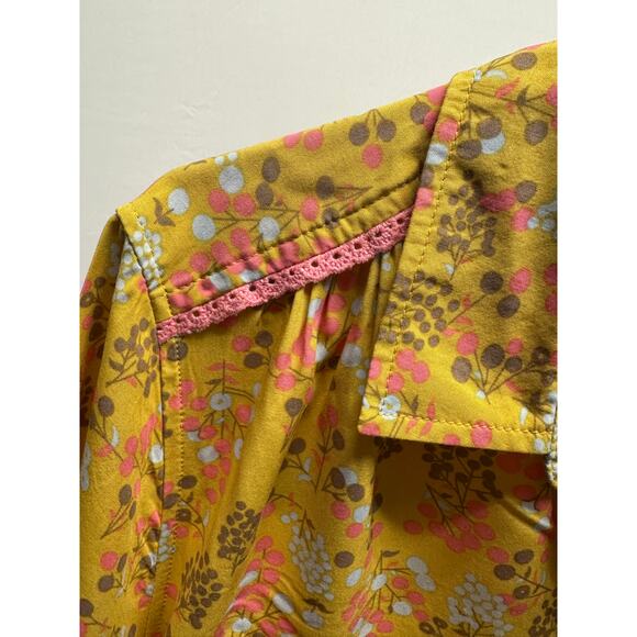 Matilda Jane Yellow Floral Button Blouse Lace Detail Size L Whimsy - Picture 8 of 12
